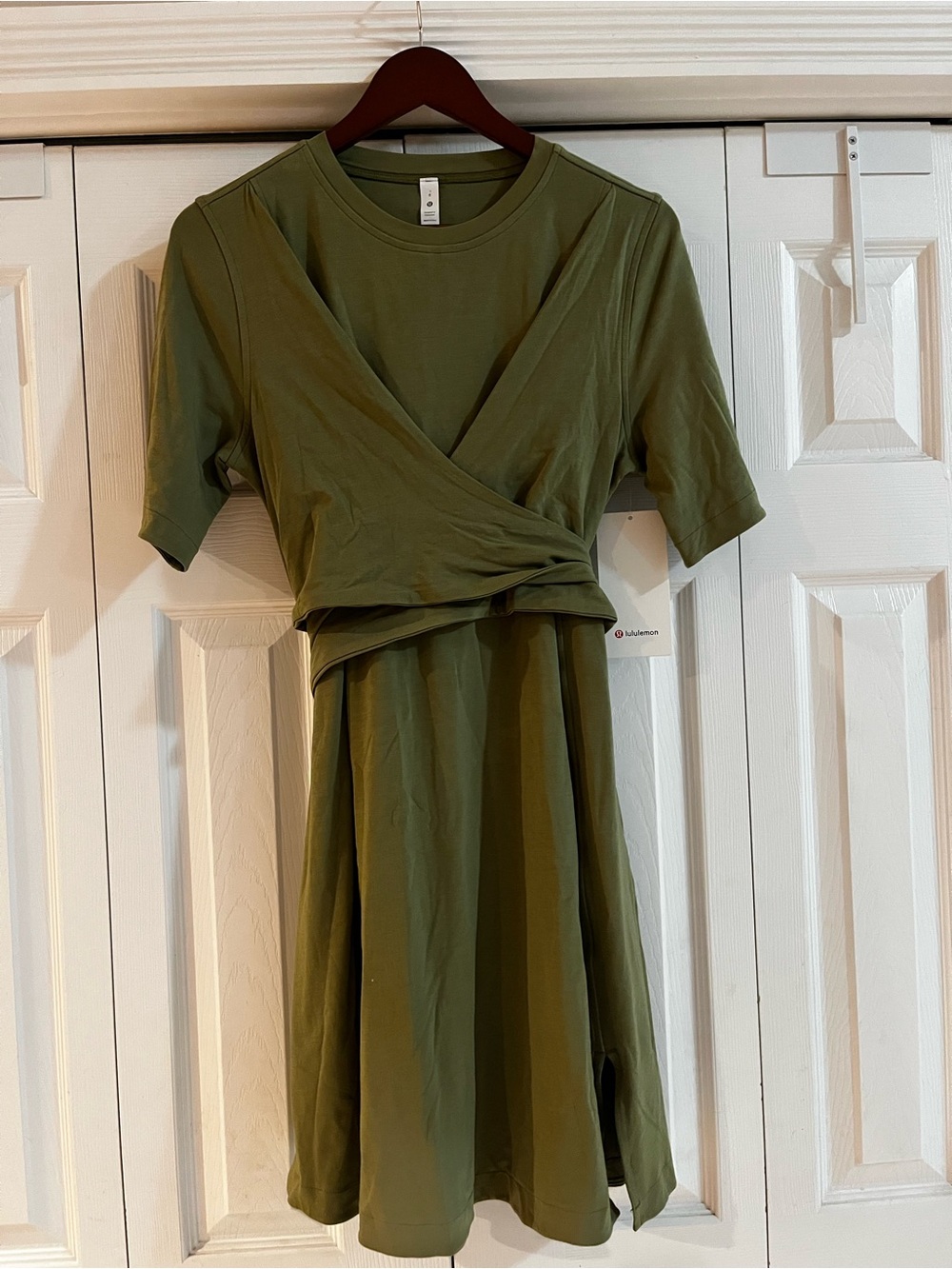 NWT Lululemon Olive Wrap-Front T-Shirt Dress Olive